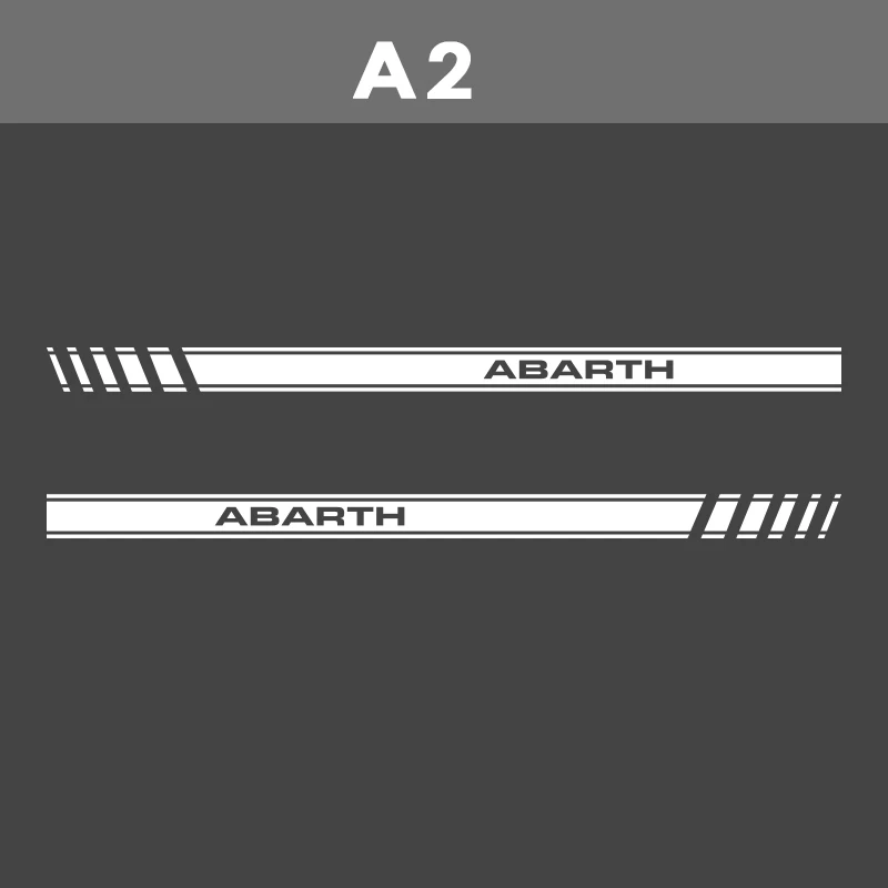 1 пара 2 сторонних виниловых стильных наклеек для автомобиля Abarth боковые полоски для юбки наклейки Обертывания Наклейки для тела s графика для FIAT 500 - Название цвета: White