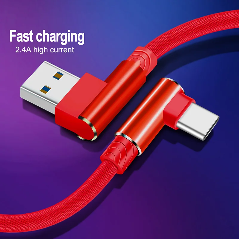 1/2/3 м Тип usb C прямоугольный разъем(под углом 90 градусов) для зарядки мобильного телефона Кабели для huawei P20/Коврики 10 зарядное устройство с быстрой зарядкой, USB C шнур