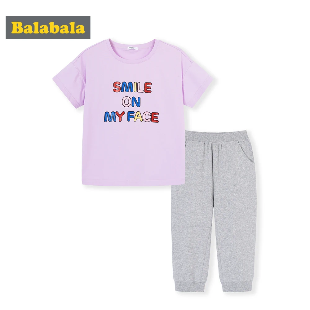 BalabalaGirls летний спортивный комплект одежды для больших мальчиков новинка 2019