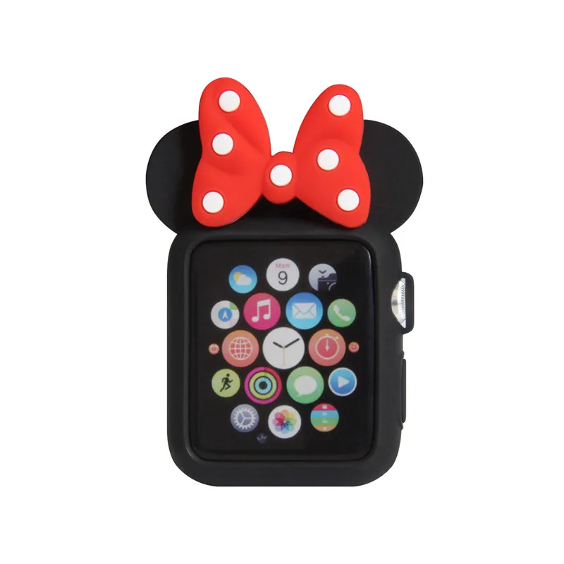 Black Red YUKIRIN Dot мягкий силиконовый защитный чехол для Apple Watch Series 4 3 2 1 Band iWatch 38 42 40 44 мм дизайн с героями мультфильмов для детей с Минни - Цвет ремешка: Black Red