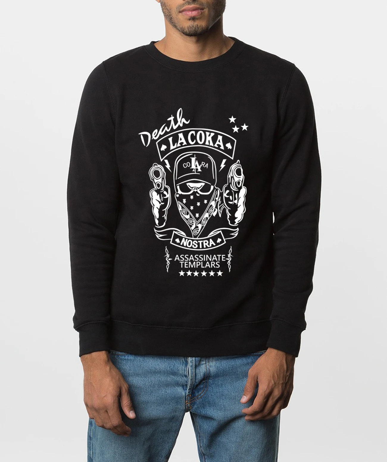 La Coka Nostra брендовая одежда Новая Осенняя зимняя модная свободная толстовка с капюшоном мужской хип-хоп спортивный костюм с капюшоном пуловеры Топ - Цвет: black