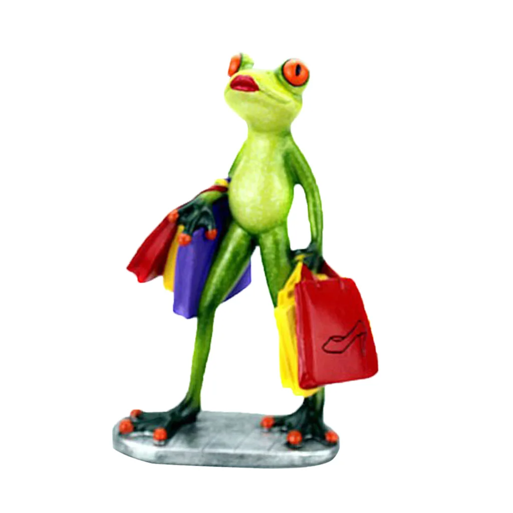 03 3D Frog Novel Frog Ornament Long Legged Frog Figurine Animal Model Collection Statue for Home Tabletop Office Cafe Shop Display - Цвет: 03