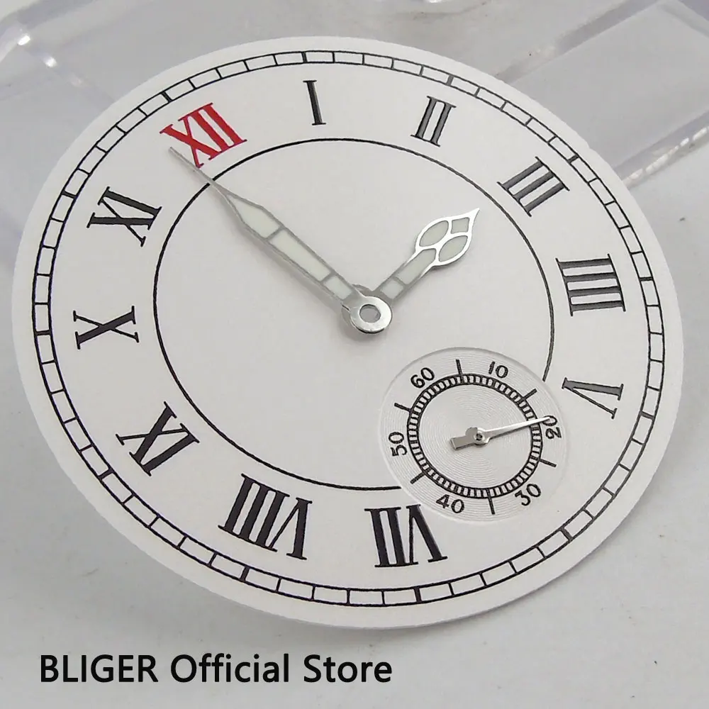 Классический BLIGER 38 9 мм белый стерильный циферблат римские цифры синие стрелки