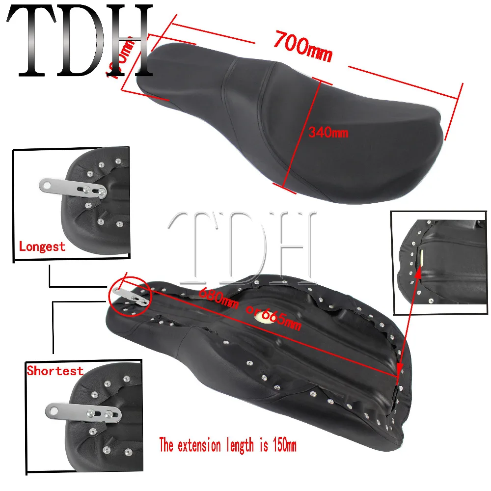 Black Motorcycle 2 Up Passenger Seat Stretched Cushion Covers For Harley Touring Electra Glide Road King Street Glide|Накладки и