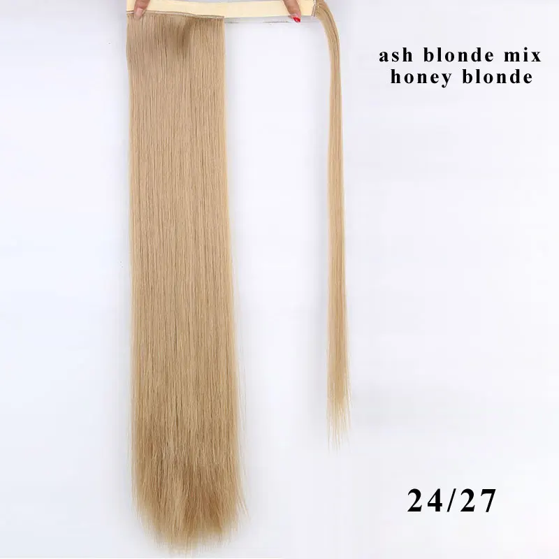 24-27 AISI BEAUTY, Длинные Накладные Синтетические прямые Конские хвосты для женщин, натуральные накладные волосы на заколках, шиньоны, блонд, накладные волосы - Цвет: 24-27
