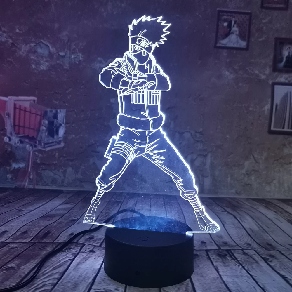 Dropship Created Boy Gifts Hokage Uchiha Sasuke 3D ночник 7 видов цветов Светодиодная детская лампа для