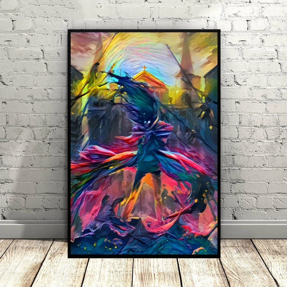 Акварельный постер на холсте аниме настенные плакаты для гостиной без