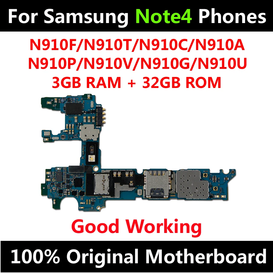 Для samsung Galaxy Note 4 N910F N910T N910C N910A N910P N910V N910G N910U 32 Гб оригинальная материнская плата с IMEI Android OS