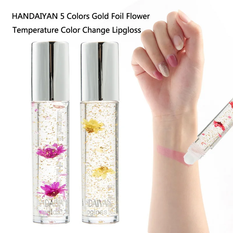 Новые цветы золото Фольга Цвет блеск для губ масла теплый полный увлажняющий Crystal
