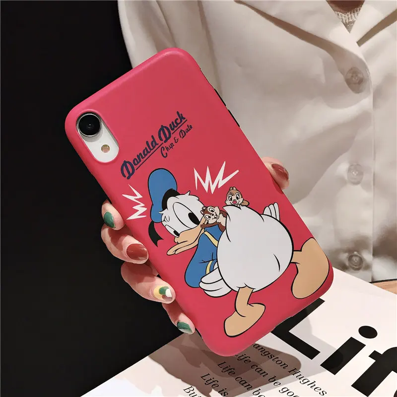 Для пары Дональд Дак Чип и Дейл чехол для iPhone X XS Coque XR Max 6 S плюс 7 8 IMD матовый мягкий