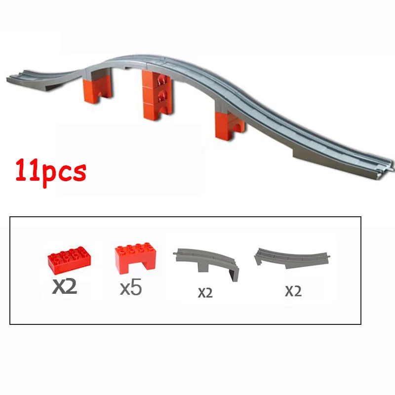 Train Track Bridge A GOROCK Duplo игрушки поезд трек мост Строительные блоки Набор для детей творческие Кирпичи совместимы с Duploe 3774 DIY трек игрушки - Цвет: Train Track Bridge A