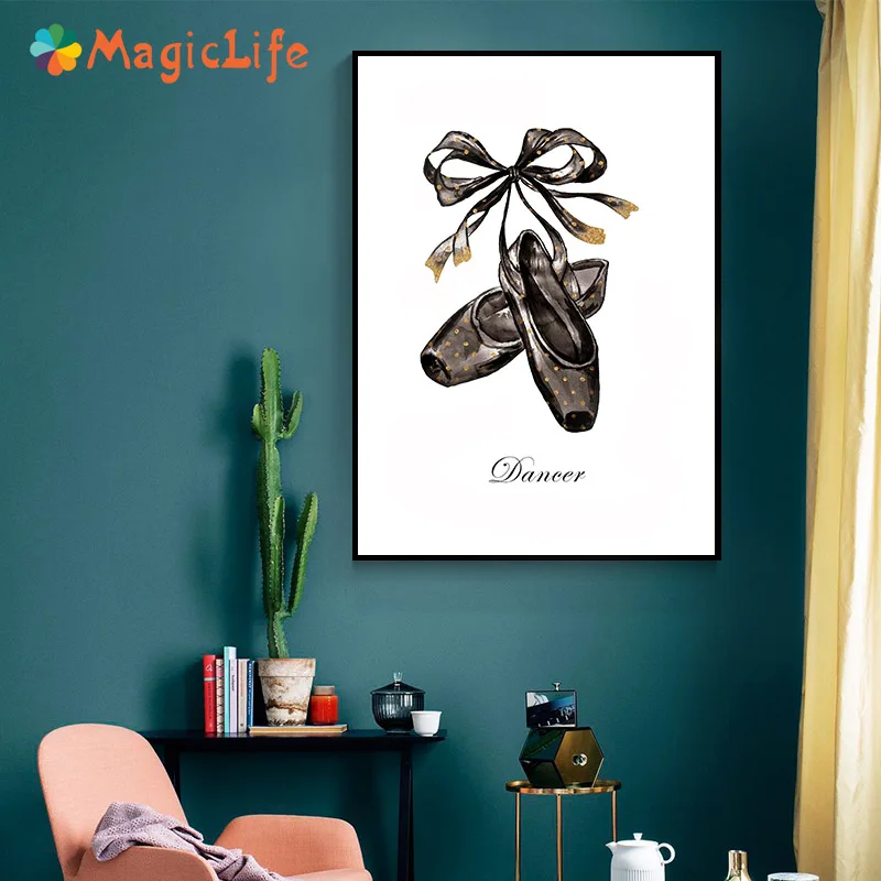 Infantil Fun детство настенное Искусство Холст Живопись балетная обувь юбка плакат ню