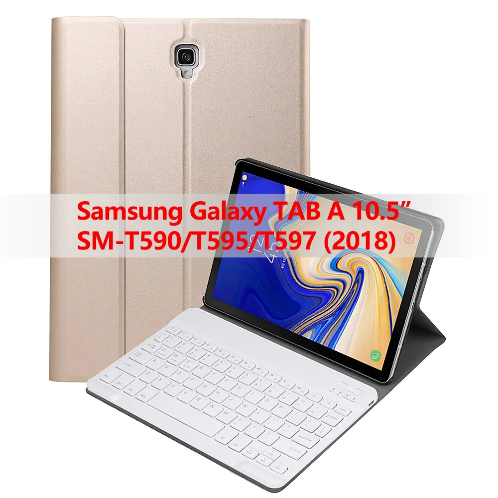 Streamer gold Для планшета samsung Galaxy Tab A 10,5 SM-T590/T595/T597 Съемный Bluetooth беспроводной чехол с клавиатурой с функцией автоматического сна/пробуждения - Цвет: Streamer gold
