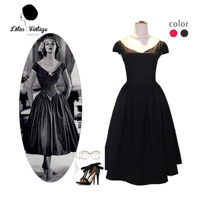 Платье женское винтажное 50s|rockabilly dress|audrey hepburn black dressdress plus size |