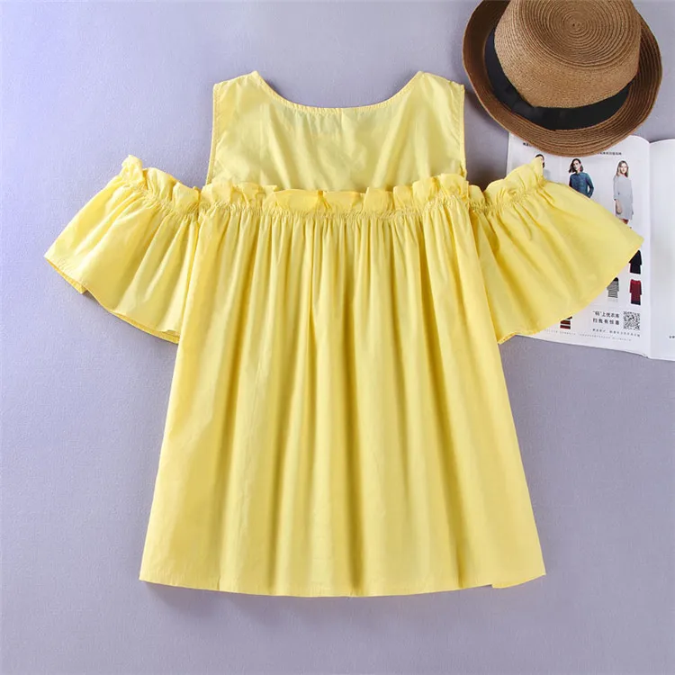 Женская летняя рубашка с оборками Alpha пуловеры открытыми плечами и рукавами