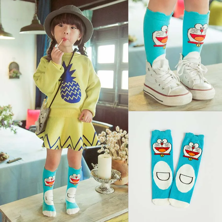 Милые носки с рисунками для детей до колена животным принтом длинные гетры из