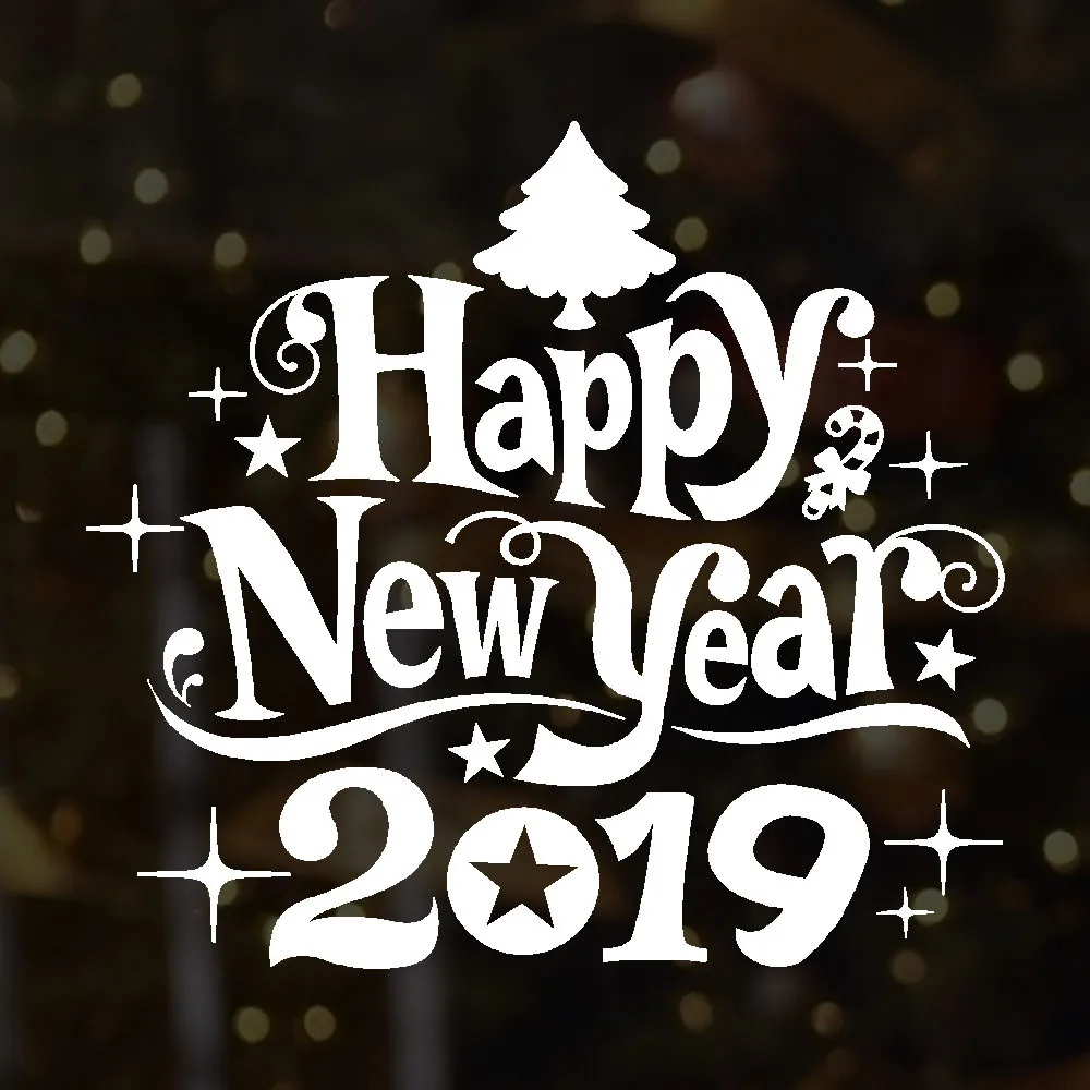 Наклейки на стену с Новым годом 2019 веселые рождественские наклейки для дома