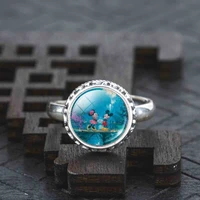 cartoon real solid 925 sterling silver ring lovely jewelry birthday gift for girls statement ring for women drop shipping choker