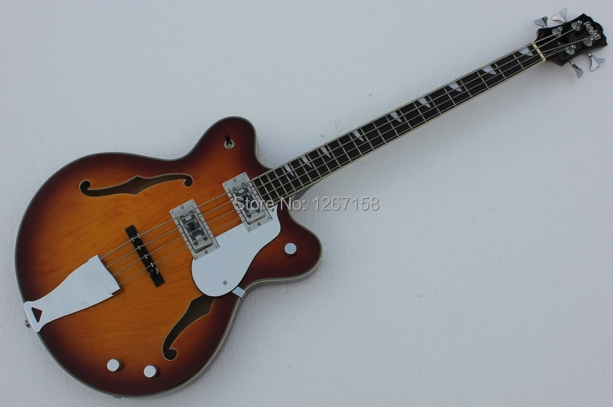 Новинка стиль, высокое качество ручной полый корпус 4-String F 335 джазовая электрогитара, бас, реальные фото показывает