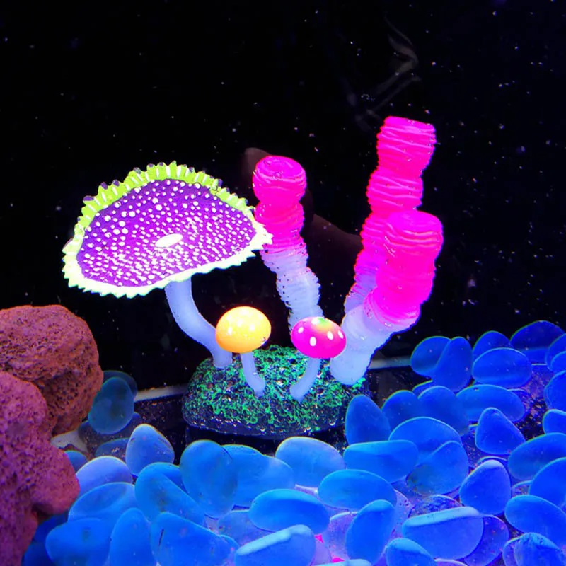 Серебристые силиконовые Коралловые украшения для аквариума искусственные