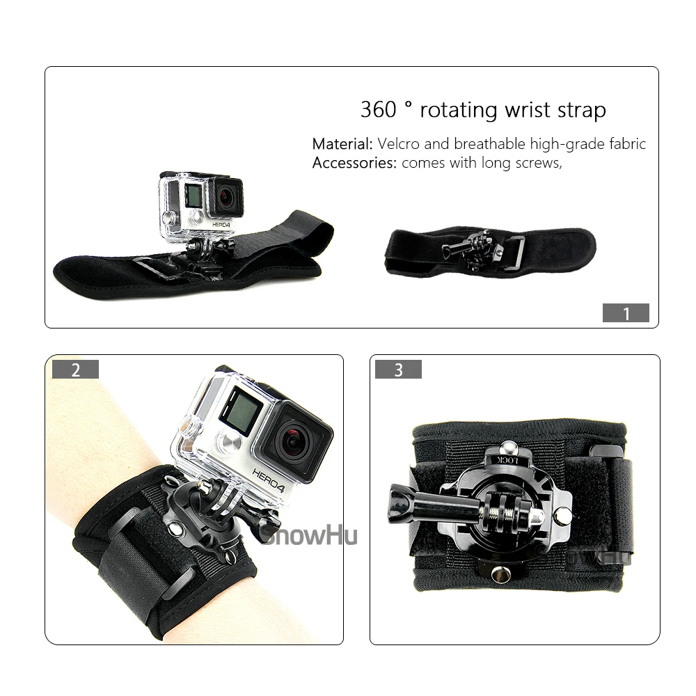 

SnowHu for Gopro accessories set for go pro kit mount SJ4000 hero 9 8 7 6 5 4 3+ SJCAM M10 SJ5000 camera case tripod GS54