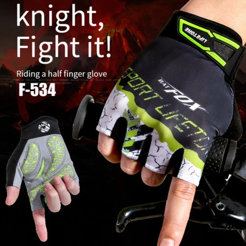 

BATFOX Summer Cycling Gloves Men Half Finger Breathable Shock absorption Bicycle Gloves Guantes Ciclismo Cortos Bike Gloves M-XL