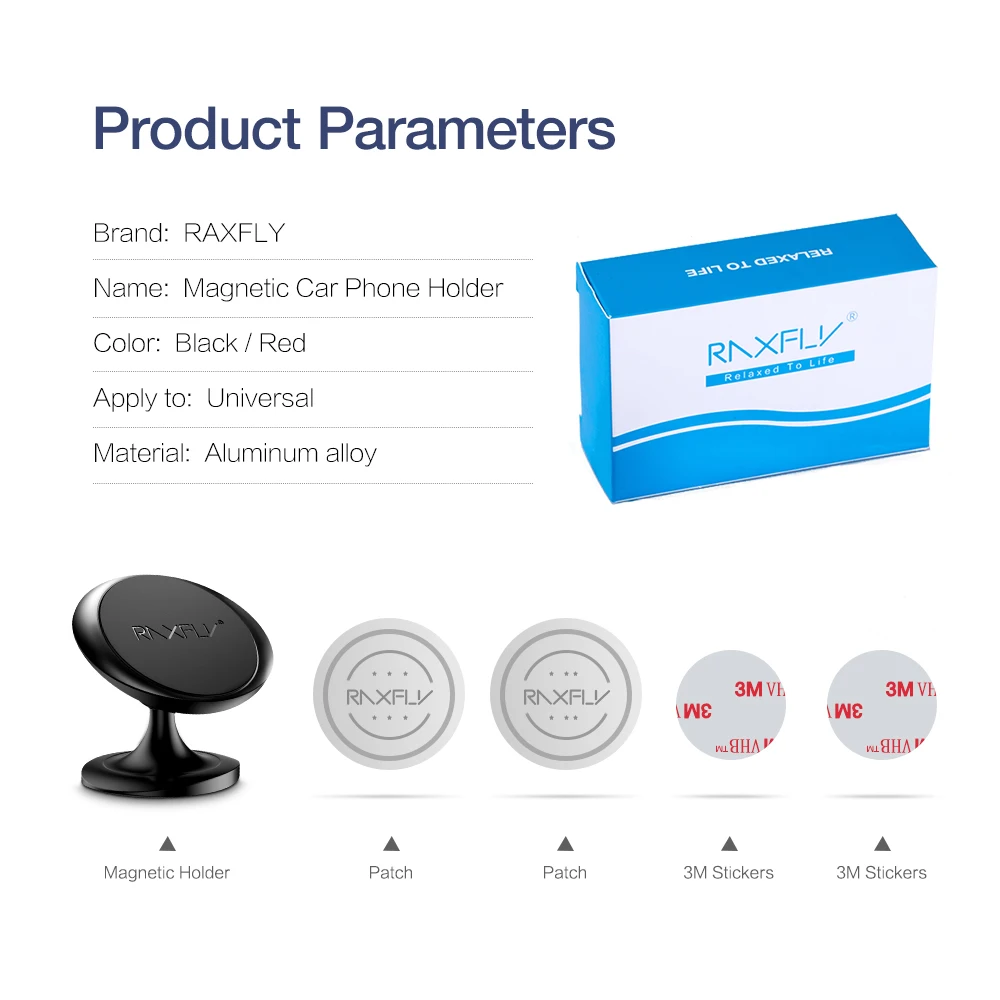 

RAXFLY Magnetic Phone Holder in Car 360 Rotation Universal Car Holder Strong Magnet Hold Support Phone Stand For iPhone Samsung