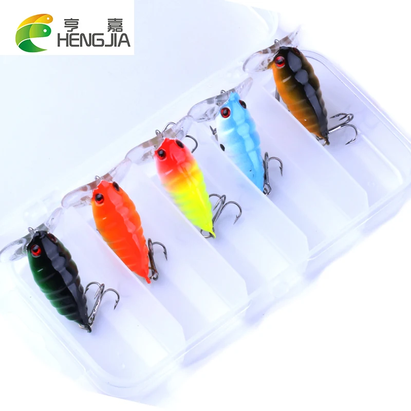 HENGJIA 5 шт. Topwater Popper плавающая рыболовная снасть жесткая пластиковая искусственная