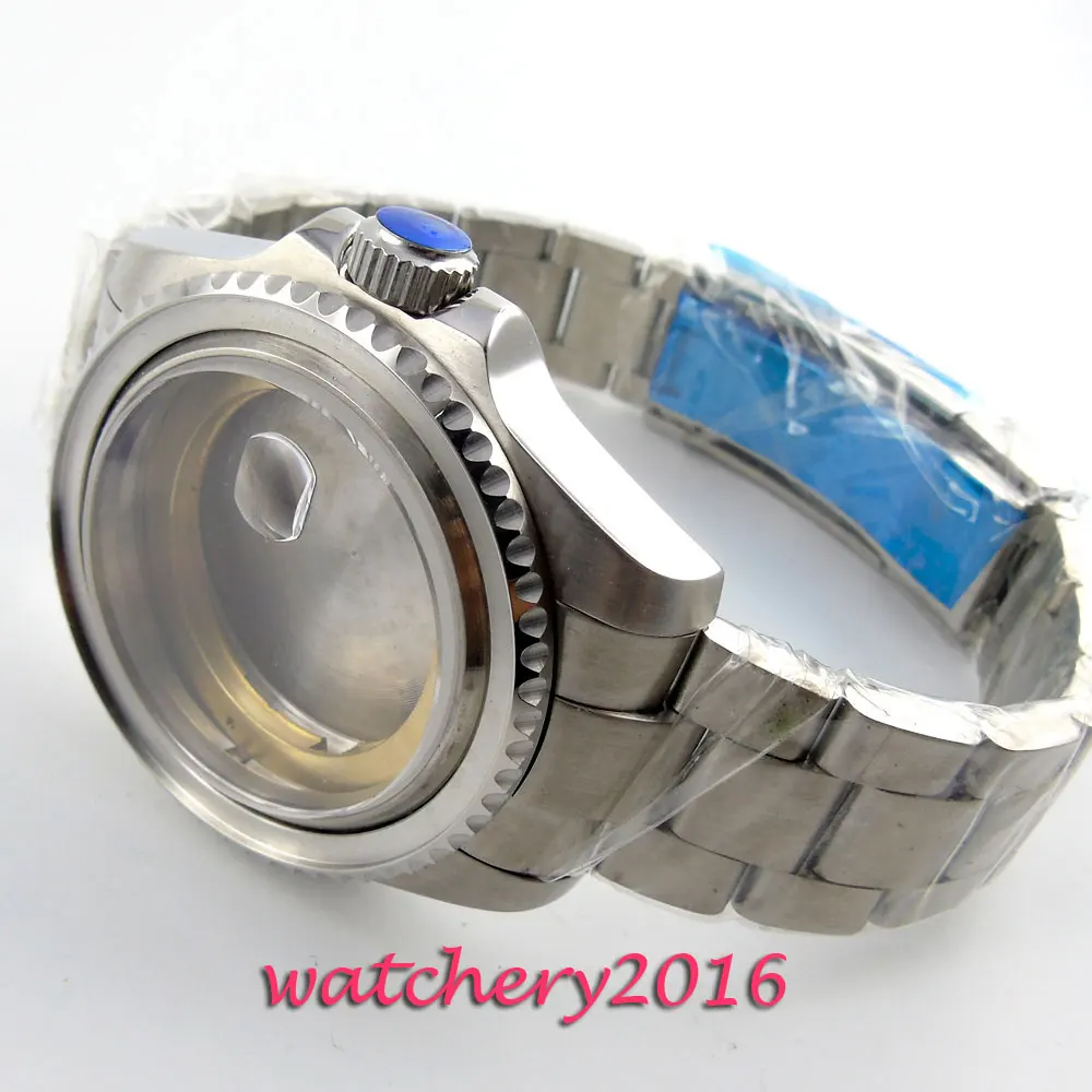 43mm Stainless Steel Sapphire Glass Watch Case fit ETA 821A 2836 Movement