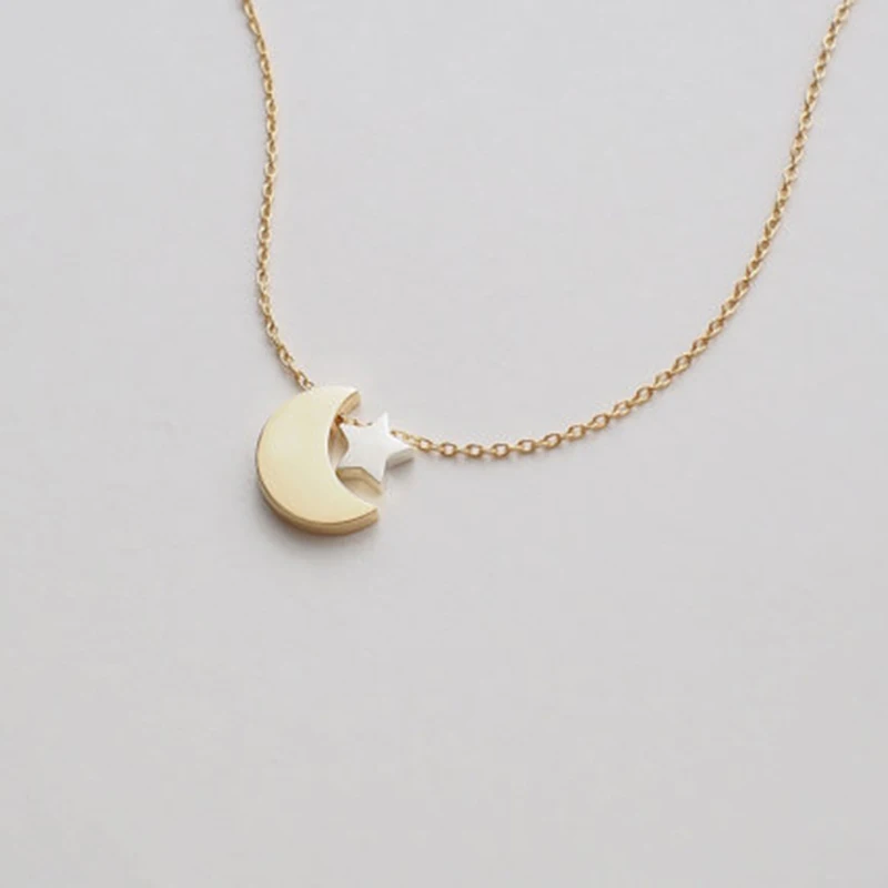 Нежный полумесяц крошечный звезда кулон Цепочки и ожерелья Для женщин колье