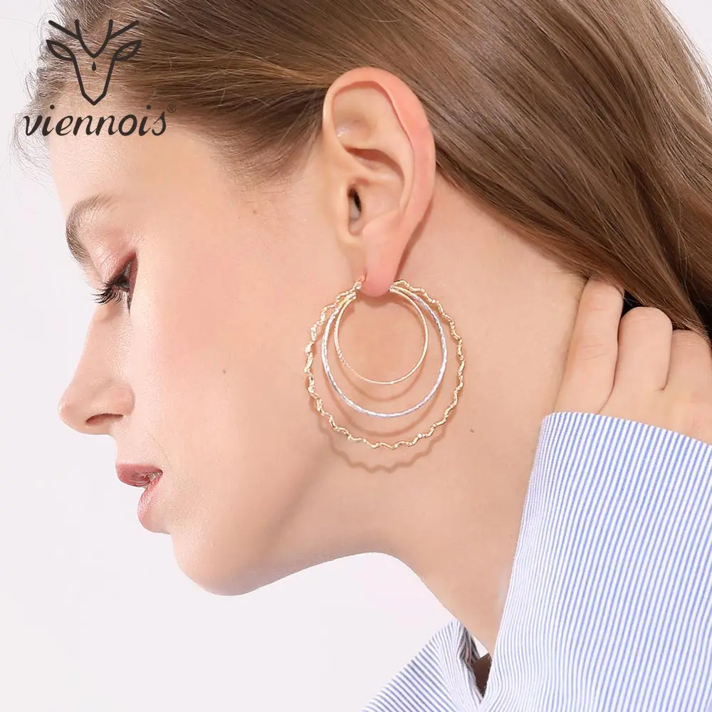Viennois, большой скрученный круг, розовое золото, Разноцветные серьги-кольца для женщин, модные круглые серьги, ювелирное изделие