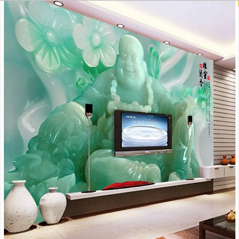 

beibehang Personalized custom jade Buddha mural TV backdrop living room TV backdrop stereoscopic wallpaper Papel de parede