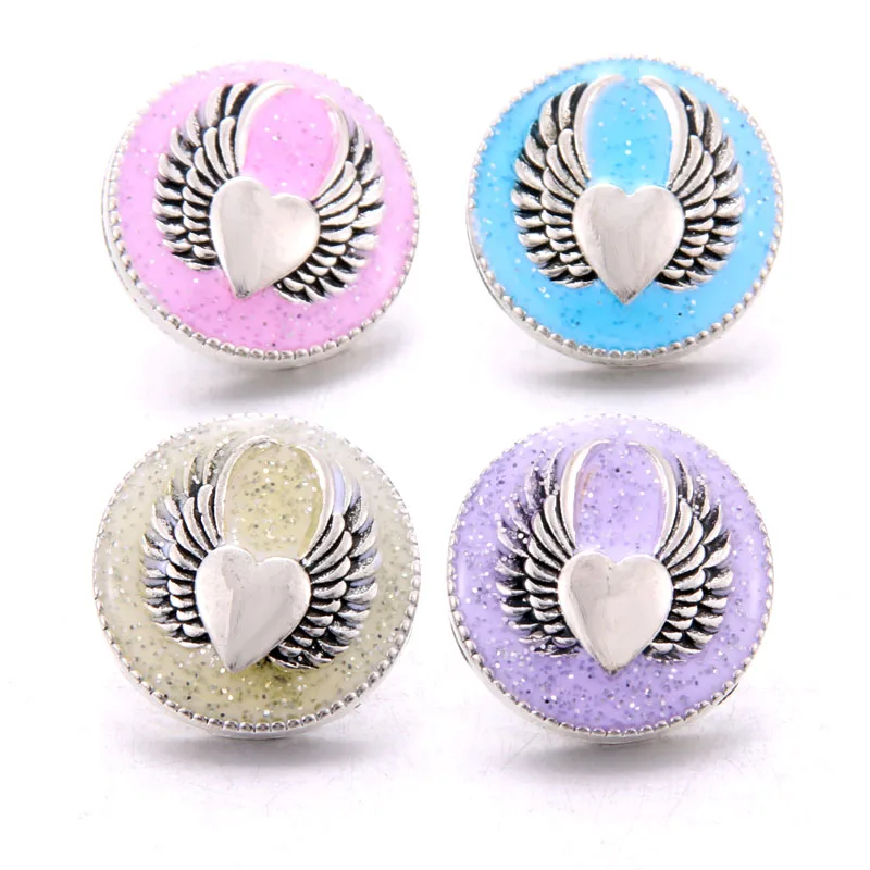 A1770 10PCS High Quality 18mm Snap Button Jewelry Flower Heart wings Snap Buttons Fit Snap Bracelet for Women Love Snaps Jewelry - Окраска металла: A1770