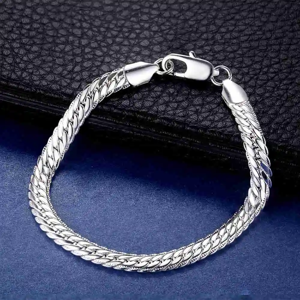 Fashion Jewelry 6MM Bracelet Silver Plated Chain | Украшения и аксессуары