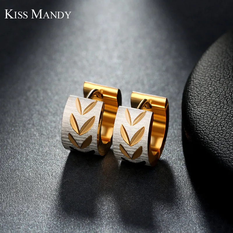 Женские серьги гвоздики из нержавеющей стали KISS MANDY золотистые в стиле хип хоп