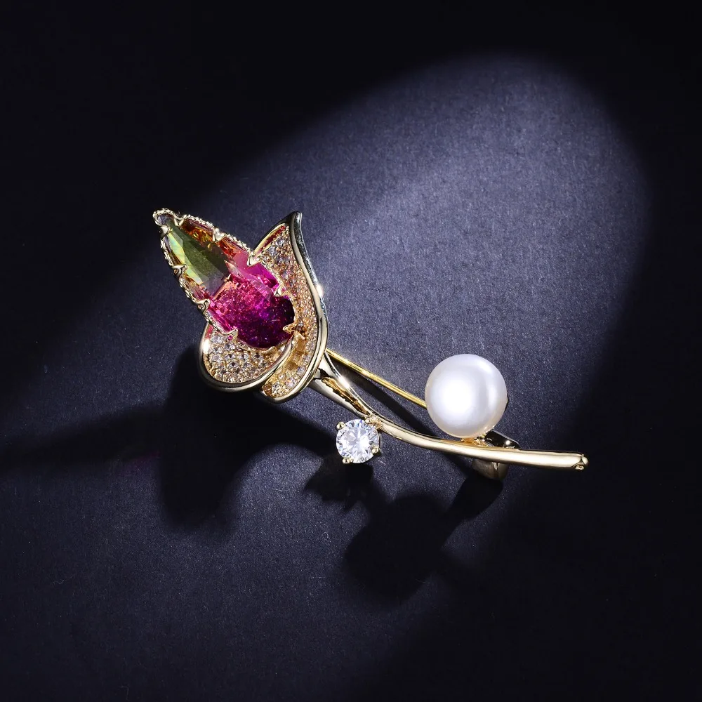 Модные ювелирные украшения Hongye винтажная Золотая брошь булавки AAA CZ кристалл