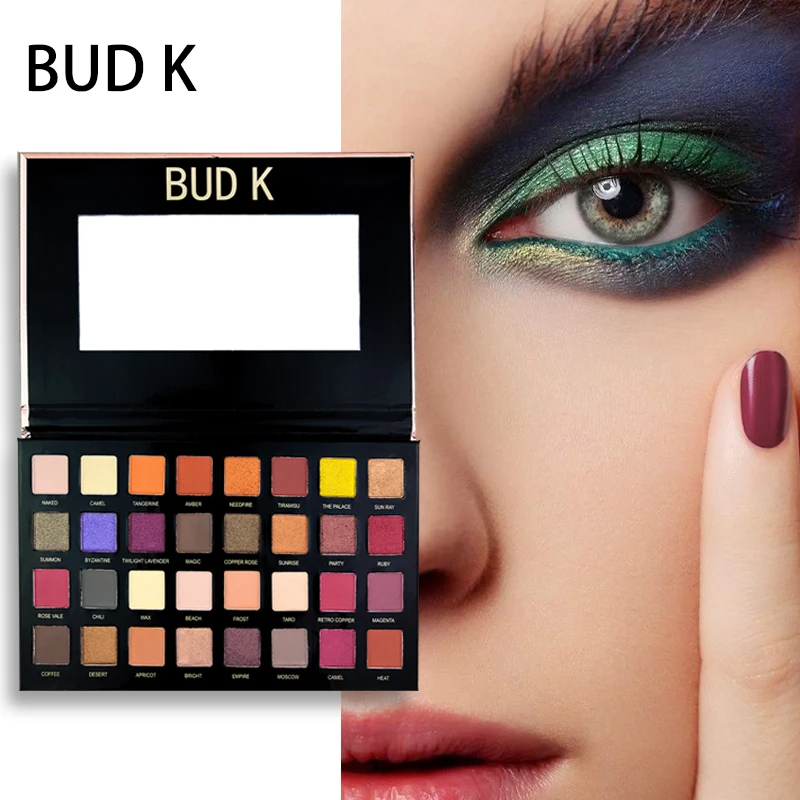 Матовая палитра теней для век BUD K блестящая с бриллиантами радужная матовое