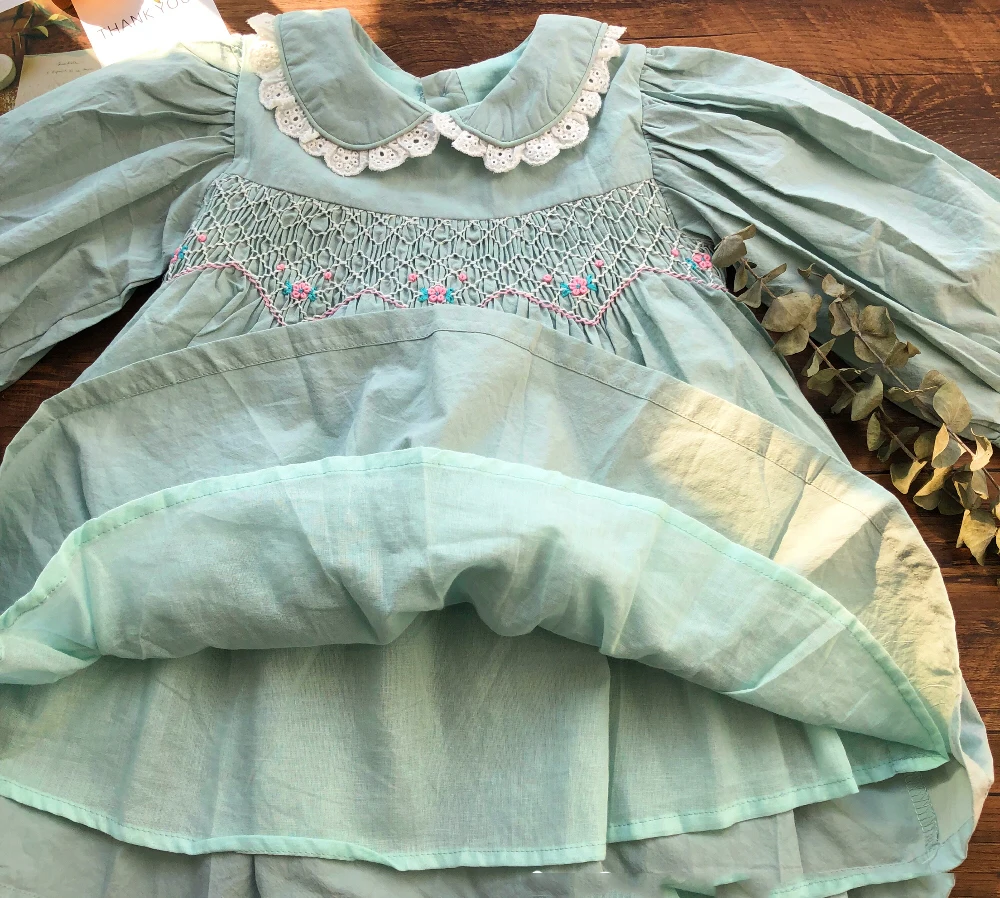 Girl Smocked Dresses Spring Summer Girls Vintage Spanish Dress Kids Princess Smocking Party for Wedding Clothes | Детская одежда и