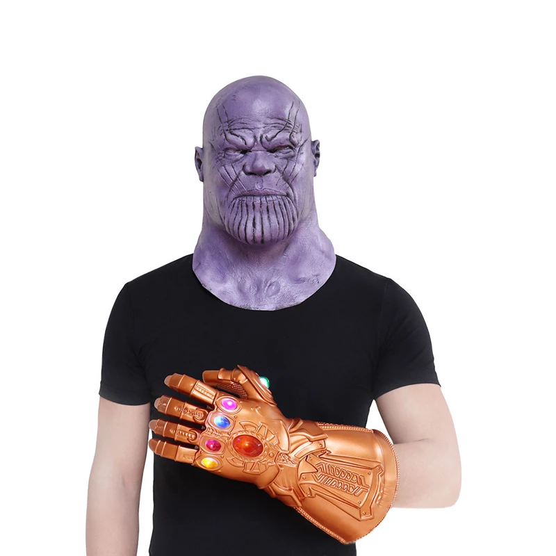 4 EndgameThanos светодиодный светильник Перчатки Бесконечность перчатку "Халк", "Косплэй Arm Железный человек супергероя латекс Перчатки маска для детей и взрослых