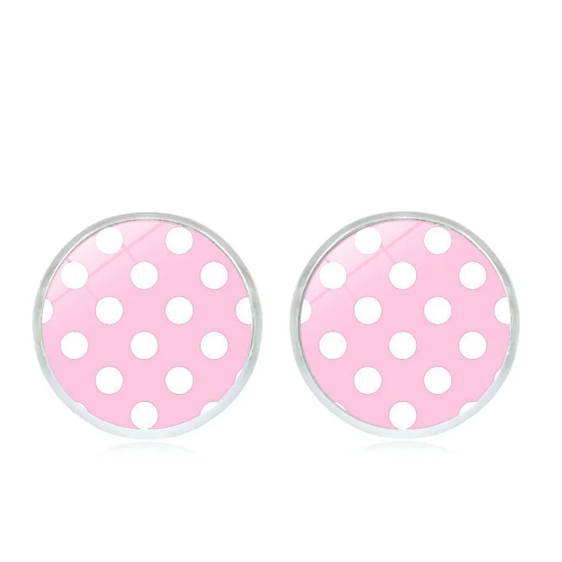 Круглые стеклянные серьги кабошоны в горошек 8 цветов гипоаллергенные ювелирные