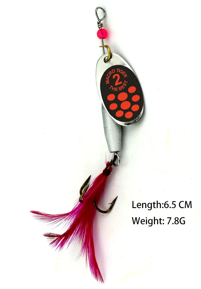 RED dot dressed treble hook inline spinner Bait black fury Fishing Lure Bass salmon trout musky Fly Sequins Pesca Carp | Спорт и