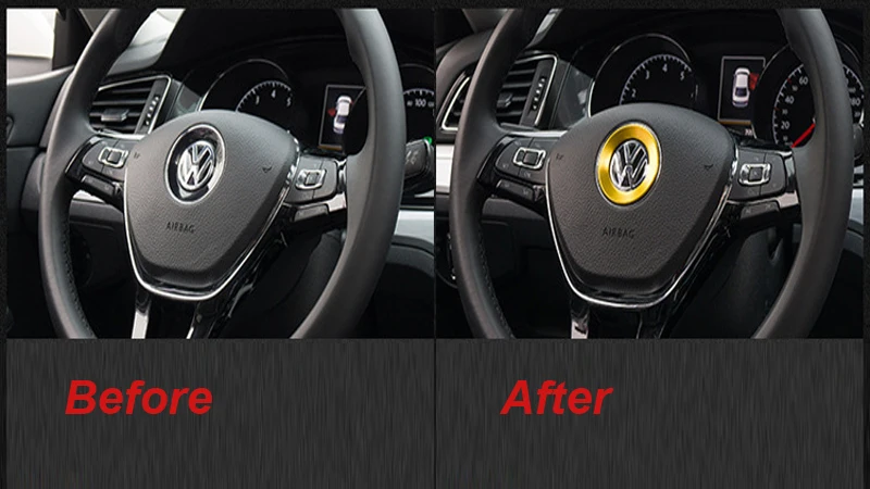 

Metal Alloy car steering wheel sticker car interior decoration sticker for volkswagen VW Golf 7 POLO BORA Lamand Sagitar LAVIDA