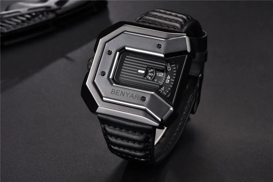 BENYAR Брендовые Часы Reloj Hombre для мужчин модные водостойкие кожаные кварцевые часы спортивные Relogio Masculino erkek коль saati