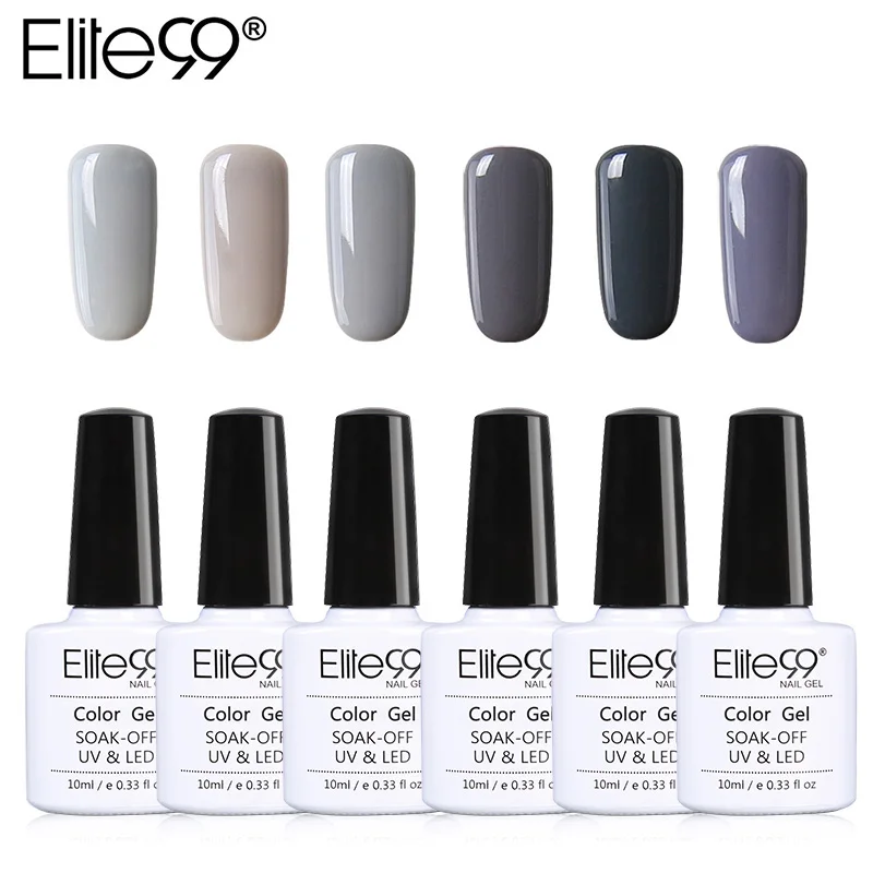 Elite99 10 мл Серый Цвет Гель-лак для ногтей Sock-off гель для ногтей Гибридный Полупостоянный лак 6 шт./лот УФ светодиодный Гель-лак для ногтей