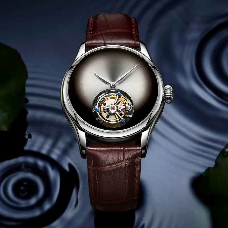 White gold silver Индивидуальные механические часы мужские Лидирующий бренд часы сапфировые зеркальные оригинальные Tourbillon полые движение мужские механические модные часы - Цвет: White gold silver