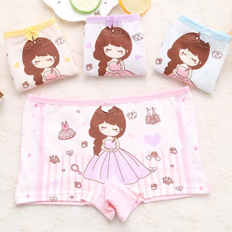 Хлопчатобумажные трусы боксеры для девочек 4 шт./компл./набор нижнее белье