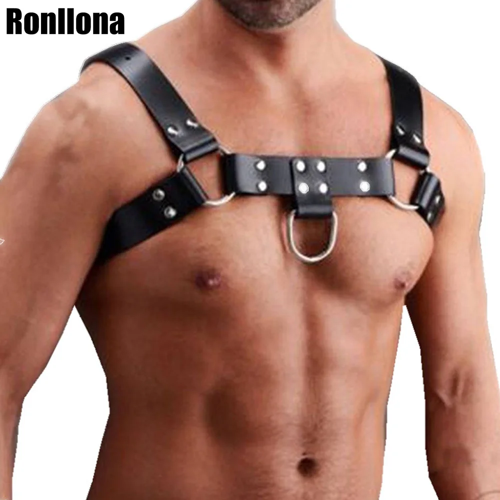 Кожаный ремень на плечо тонкий для мужчин сексуальный нагрудный бондаж