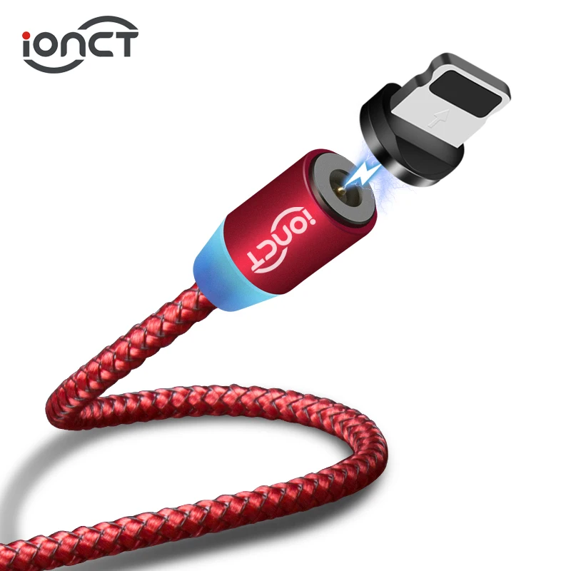 IONCT 1 м светодиодный магнитный USB кабель для iPhone Android мобильный телефон Магнитный