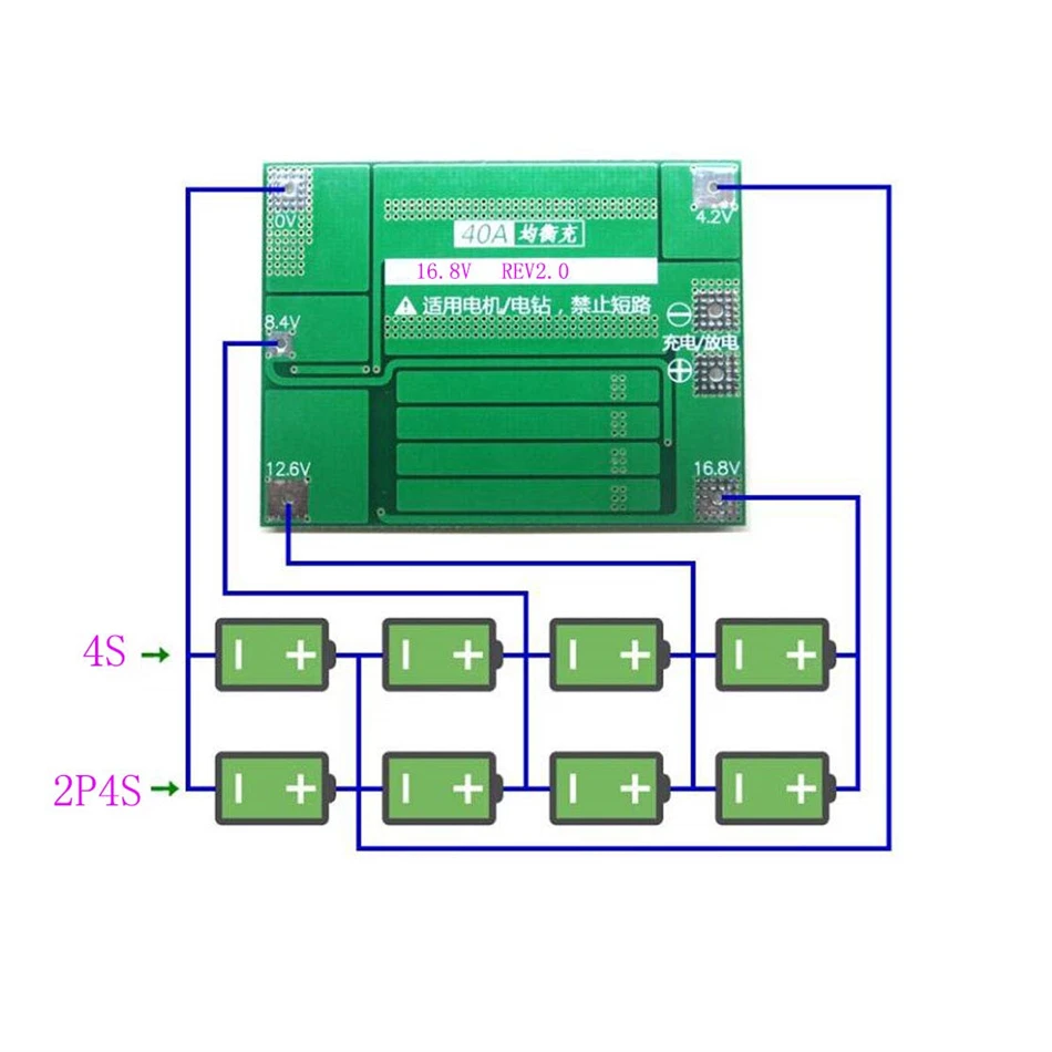 Сбалансированный/усиленная 4S 16 8 V 40A 18650 Зарядное устройство PCB плата защиты BMS