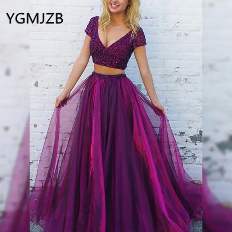 Блестящие Длинные вечерние платья с бусинами и кристаллами 2019 ТРАПЕЦИЕВИДНОЕ